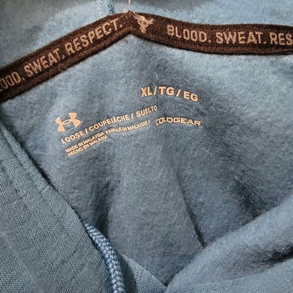 Under Armour Project Rock Respect Blue Fleece Hoodie Men's Size XL Extra Large - Picture 5 of 5
